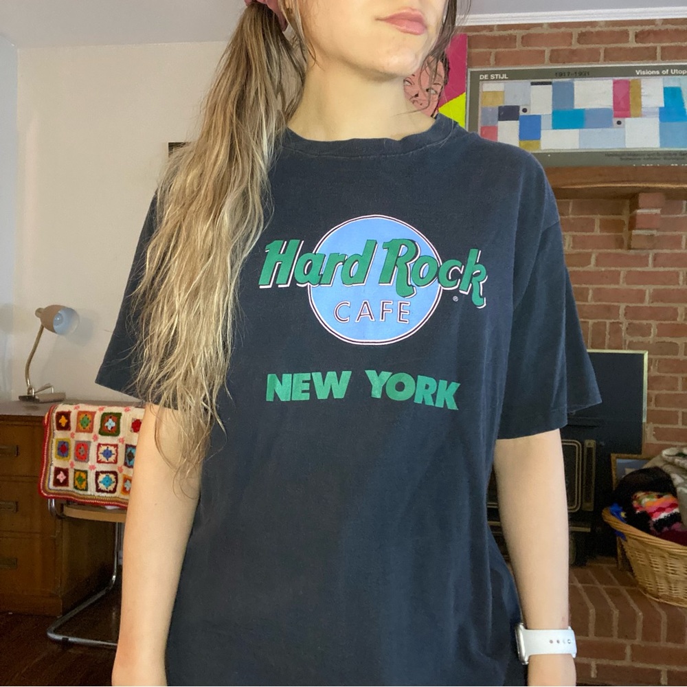 Vintage 90s New York Faded Neon Hard Rock Cafe Tee NYC Oversized Single …